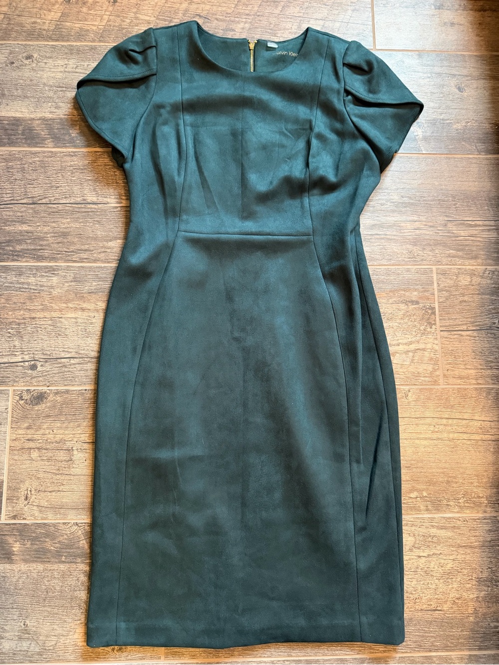 Calvin Klein Emerald Green Puff-Sleeve Midi Sheath Dress